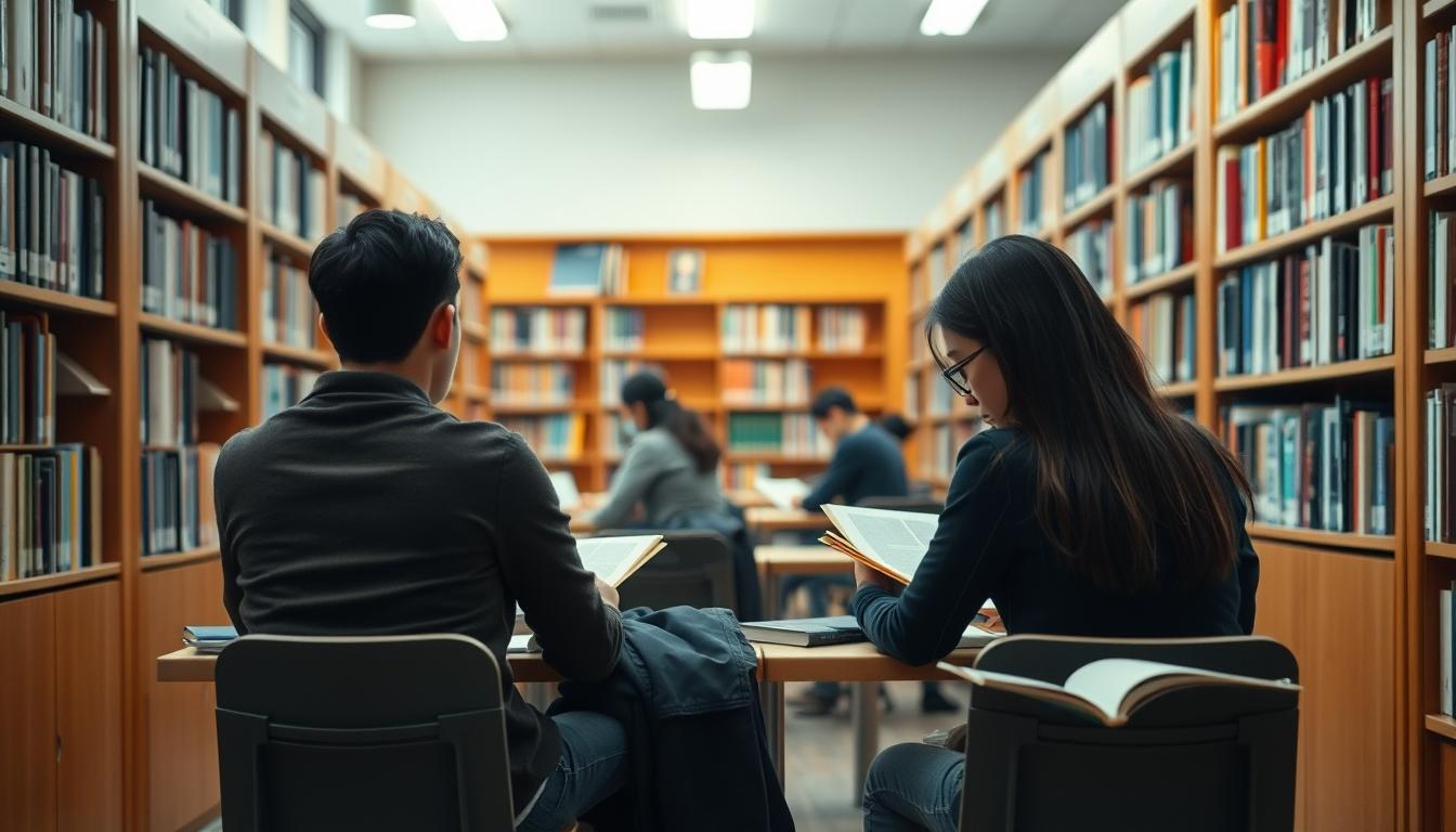 Students studying together in modern classroom